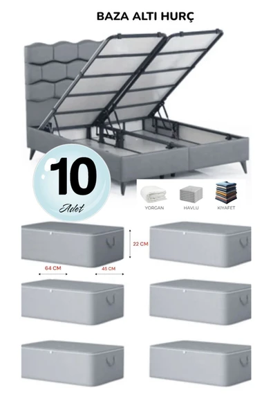 10  Adet Büyük Boy Antrasit Bazaaltı Hurç Yastık Hurcu 64 X 45 X 22 Cm ürün görseli 1