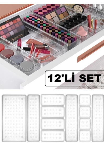 Bade 12'li Dolap Içi Takı Makyaj Organizer Çekmece Içi Düzenleyici Set Kalemlik Takı Kutusu ürün görseli 1