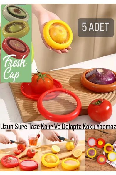 5 Adet Fresh Cup Buzdolabı Limon Elma Tazeliğini Koruyan Saklama Kabı Kokutmaz Soğan Kutusu Emzik ürün görseli 1