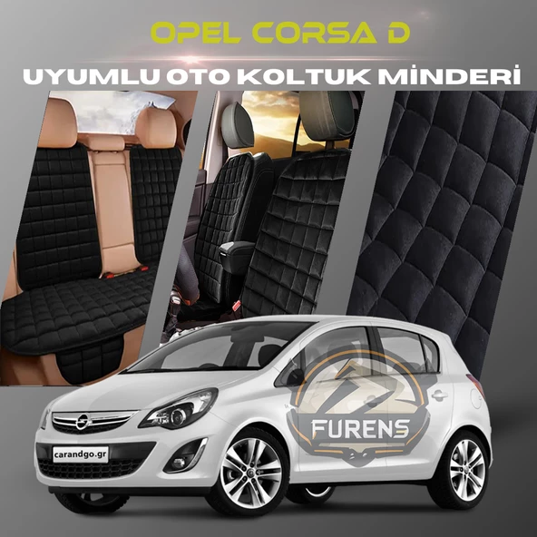Opel Corsa D Siyah Renk Tay Tüyü Cepli & Terletmez Sırtlı Oto Koltuk Minder Seti - Koltuk Koruma Kılıfı (ÖN & ARKA TAM SET) ürün görseli 1