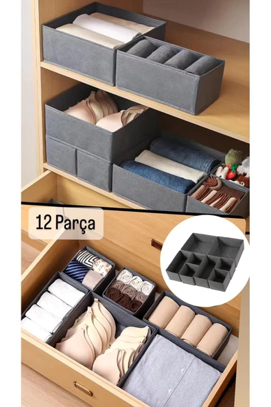 Coco 12 Parça Çekmece Içi Kutu Seti Dolap Kıyafet Çamaşır düzenleyici Organizer ürün görseli 1