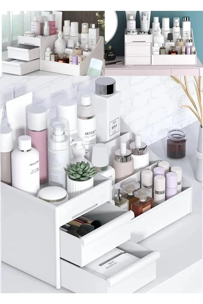Rose Çekmeceli Makyaj Organizer Katlı Kozmetik Parfüm Krem Serum Oje düzenleyici ürün görseli 1