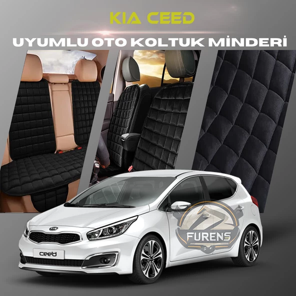 Kia Ceed Siyah Renk Tay Tüyü Cepli & Terletmez Sırtlı Oto Koltuk Minder Seti - Koltuk Koruma Kılıfı (ÖN & ARKA TAM SET) ürün görseli 1