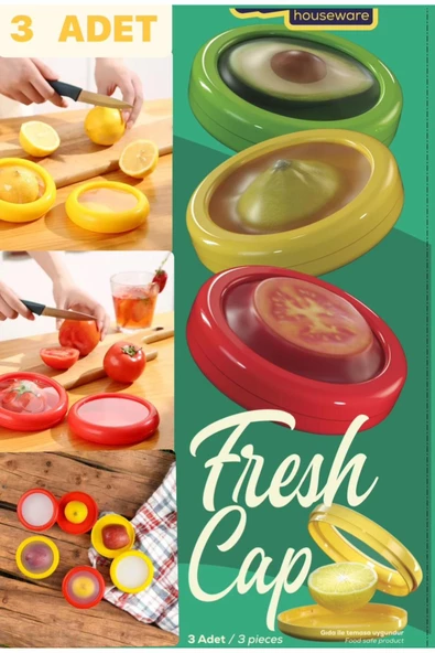 3 Adet  Fresh Cup Buzdolabı Limon Elma Tazeliğini Koruyan Saklama Kabı Kokutmaz Soğan Kutusu ürün görseli 1