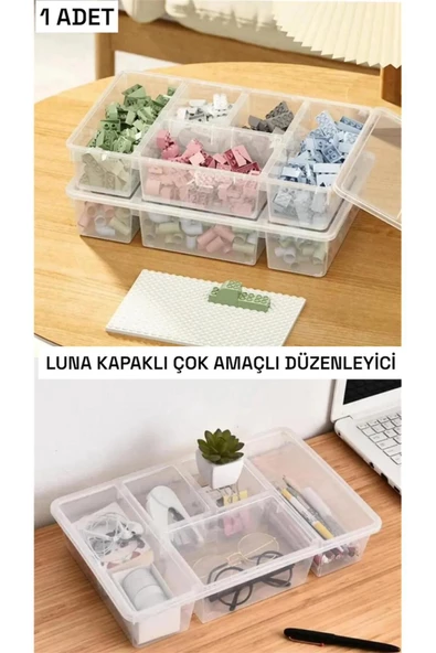 1 Adet Luna Kapaklı Çekmece Içi Düzenleyici Lego Saklama Kutusu Ofis Masa Üstü Organizer ürün görseli 1