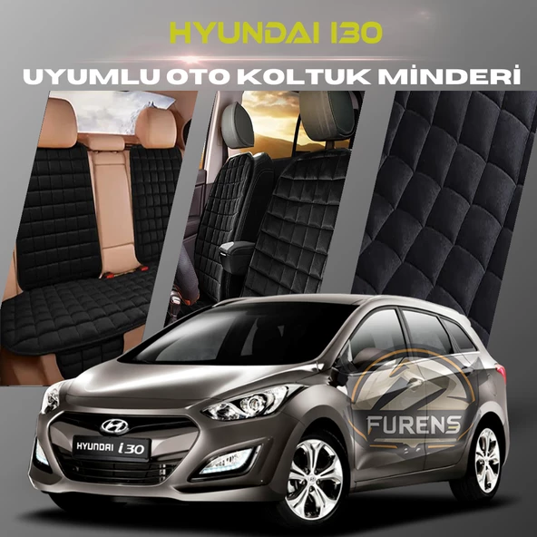 Hyundai İ30 Siyah Renk Tay Tüyü Cepli & Terletmez Sırtlı Oto Koltuk Minder Seti - Koltuk Koruma Kılıfı (ÖN & ARKA TAM SET) ürün görseli 1