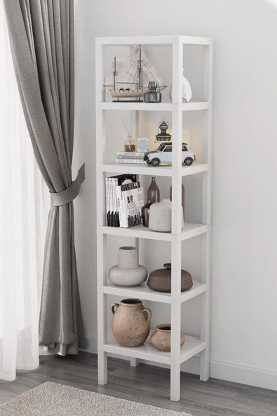 Shelf 6 Katlı Beyaz Kitaplık Plastik Raf Ünitesi Ombeg Çiçeklik Banyo Havluluk Mutfak Rafı ürün görseli 1