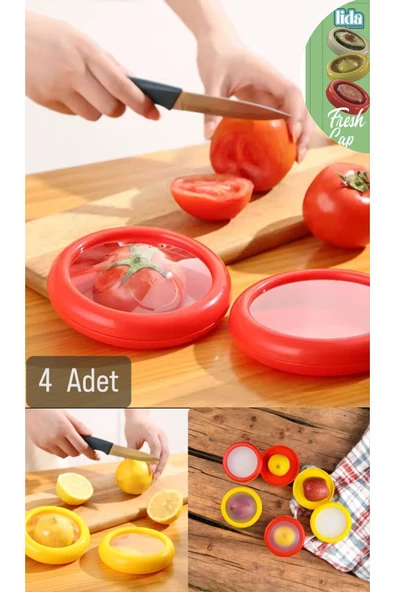 4 Adet Fresh Cup Kesilmiş Limon Elma vs Tazeliğini Koruyan Saklama Kabı Soğan Kutusu ürün görseli 1