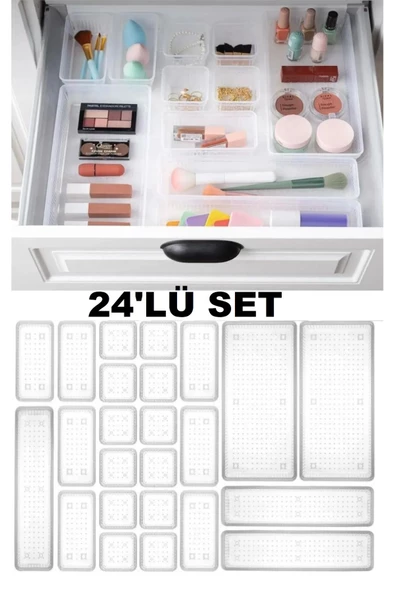 Bade 24 Adet Dolap Içi Takı Makyaj Malzemesi Organizer Çekmece Içi Düzenleyici Set Kaşıklık ürün görseli 1