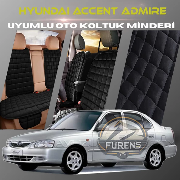 Hyunda Accent Admire Siyah Renk Tay Tüyü Cepli & Terletmez Sırtlı Oto Koltuk Minder Seti - Koltuk Koruma Kılıfı (ÖN & ARKA TAM SET) ürün görseli 1