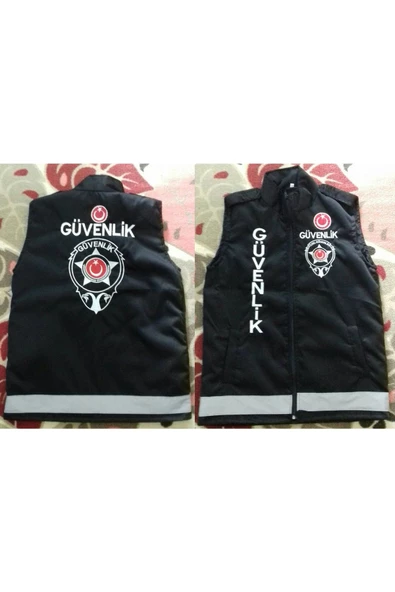 Siyah Yazıları Nakış Işlemeli Özel Güvenlik Yeleği ürün görseli 1