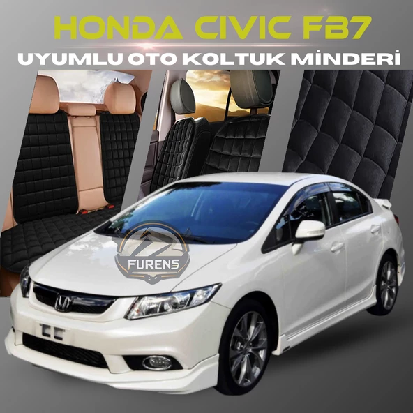 Honda Civic FB7 Siyah Renk Tay Tüyü Cepli & Terletmez Sırtlı Oto Koltuk Minder Seti - Koltuk Koruma Kılıfı (ÖN & ARKA TAM SET) ürün görseli 1