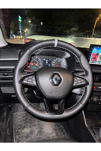 DİKİŞLİ DİREKSİYON KILIFI NOKTALI DAMARLI GRİ YÜZÜK GRİ DİKİŞ RENAULT TALİANT İÇİN ürün görseli 1