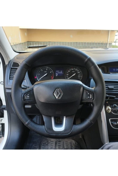 DİKİŞLİ DİREKSİYON KILIFI NOKTALI DAMARLI DERİ SİYAH DİKİŞLİ RENAULT LATİTUDE İÇİN ürün görseli 1