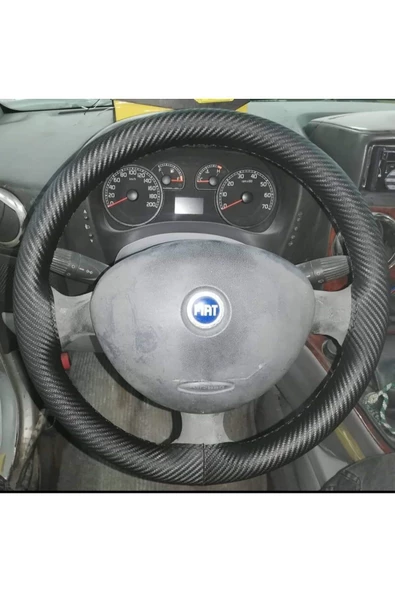 DİKİŞLİ DİREKSİYON KILIFI KARBON DERİ SİYAH DİKİŞLİ FIAT DOBLO İÇİN ürün görseli 1