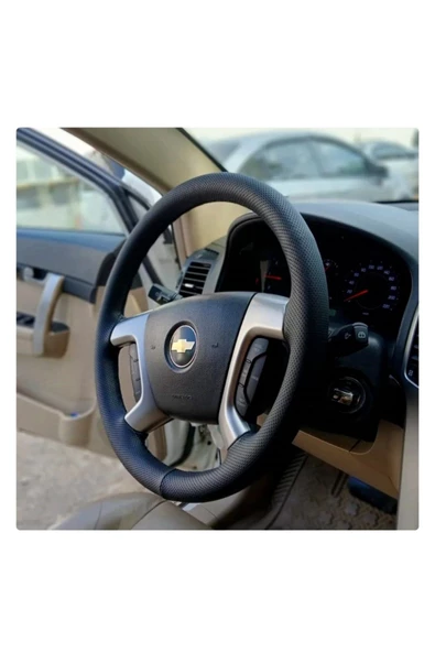 DİKİŞLİ DİREKSİYON KILIFI NOKTALI DERİ SİYAH DİKİŞLİ CHEVROLET CAPTİVA İÇİN ürün görseli 1