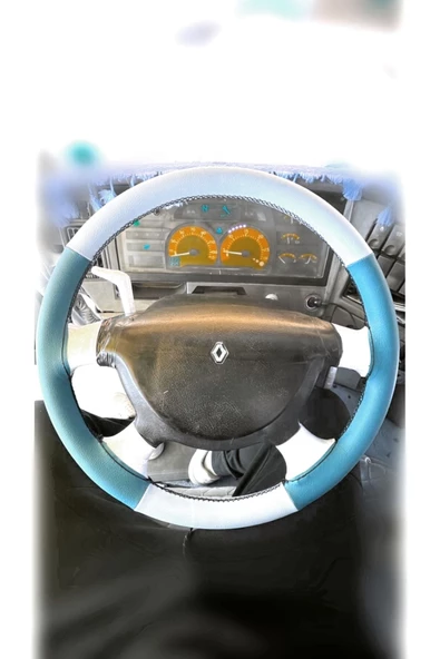 DİKİŞLİ DİREKSİYON KILIFI AÇIK MAVİ/ BEYAZ SİYAH  DİKİŞLİ RENAULT PREMİUM TIR KAMYON İÇİN ürün görseli 1
