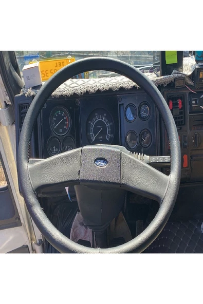 DİKİŞLİ DİREKSİYON KILIFI SİYAH DERİ SİYAH DİKİŞLİ FORD CARGO 2520  97 KASA ürün görseli 1