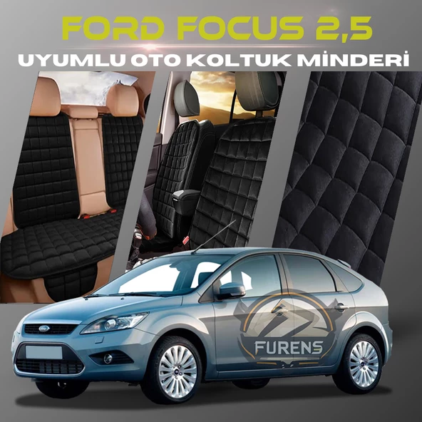 Ford Focus 2.5 Siyah Renk Tay Tüyü Cepli & Terletmez Sırtlı Oto Koltuk Minder Seti - Koltuk Koruma Kılıfı (ÖN & ARKA TAM SET) ürün görseli 1
