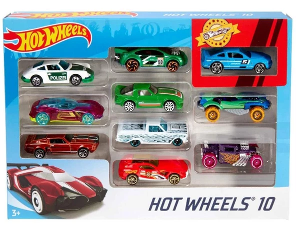 DZC KUZENLER AVM HOT WHEELS 10 Lİu METAL ARA0BALAR DEMİR ERKEK OYUNCAK ARAÇ SET ürün görseli 1