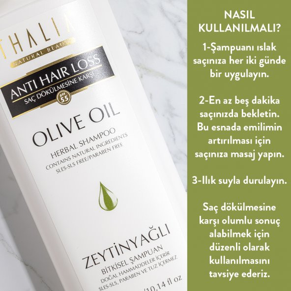 Thalia Koparak Dökülme Önlemeye Yardmcı Zeytinyağı Özlü  Saç Bakım Şampuanı - 300 ml - Resim 4