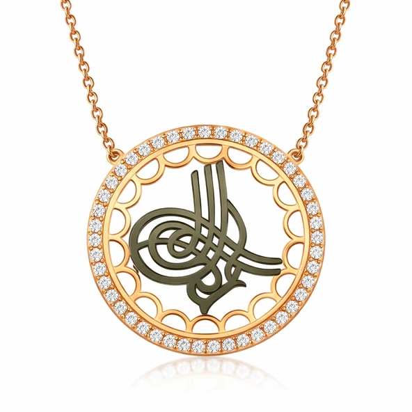 Gümüş Tuğralı Bayan Kolye  SL1807 - Resim 3