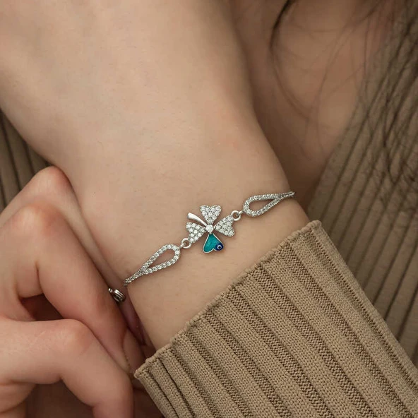 Gümüş Nazarlı Yonca Bileklik SL1999 - Resim 12