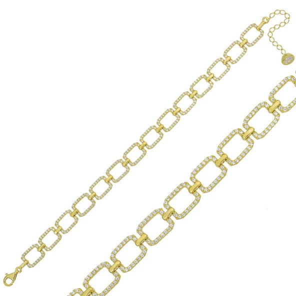 Gümüş Gold Kare Taşlı Bayan Bileklik SL2148 ürün görseli 1