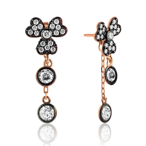 Gümüş Sallantılı Yonca Küpe SL2194 - Resim 3