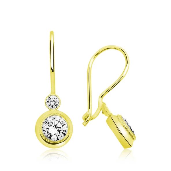 ​Gümüş Gold Sallantılı Tek Taş Küpe SL2654 ürün görseli 1