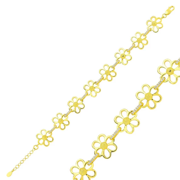 Gümüş Gold Sarı Papatya Bayan Bileklik SL2842 ürün görseli 1