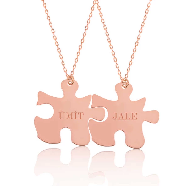 Gümüş Rose Kişiye Özel Puzzle İsimli Kolye SL2759 ürün görseli 1
