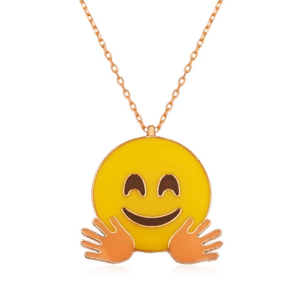 ​Gümüş Rose El Sallayan Emoji Bayan Kolye SL2937 - Resim 2