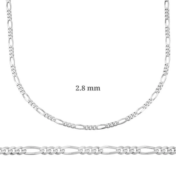 2.8 mm Gümüş Figaro Zincir - 0.80 mikron SL3343 ürün görseli 1