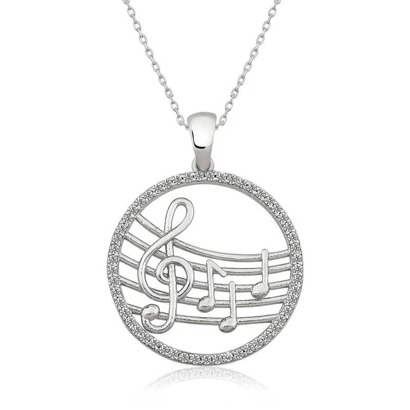 Gümüş Müzik Temalı Bayan Kolye SL3214 ürün görseli 1