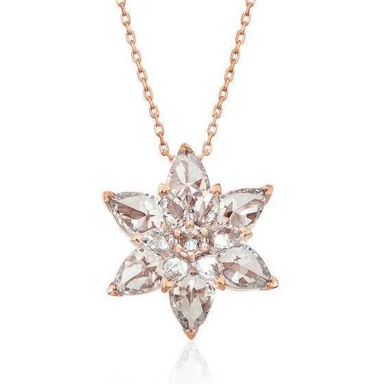 Gümüş Rose Beyaz Lotus Çiçeği Kolye  SL3468 ürün görseli 1