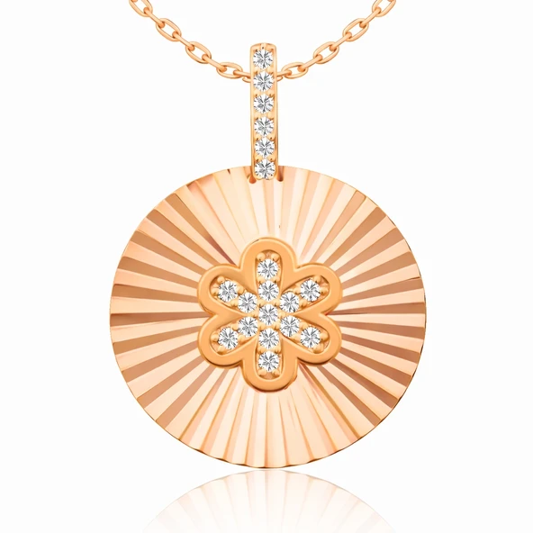 Gümüş Rose Fırfırlı Çiçek Bayan Kolye SL3359 - Resim 5