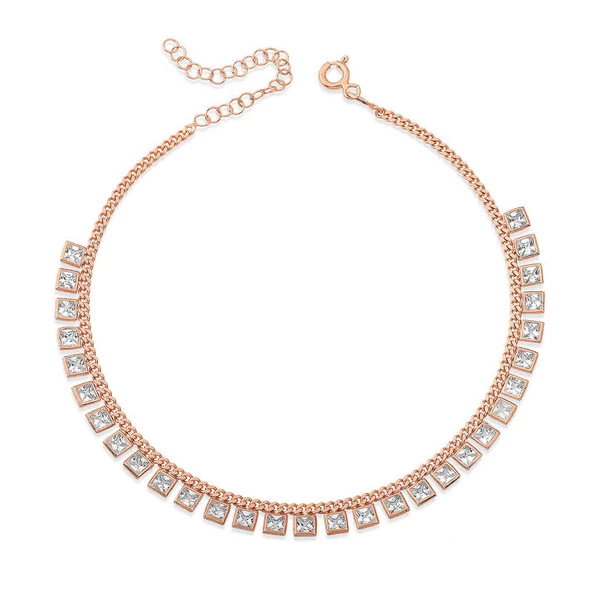 Gümüş Zirkon Taşlı Rose Halhal  SL3522 ürün görseli 1