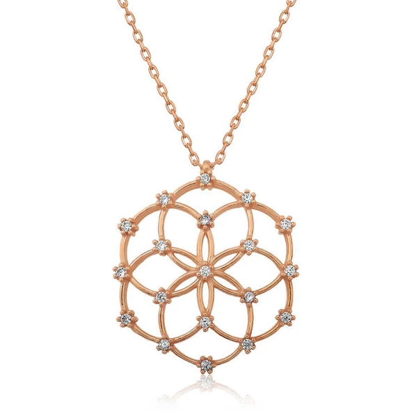 Gümüş Rose Yaşam Çiçeği Kolye  SL3465 ürün görseli 1