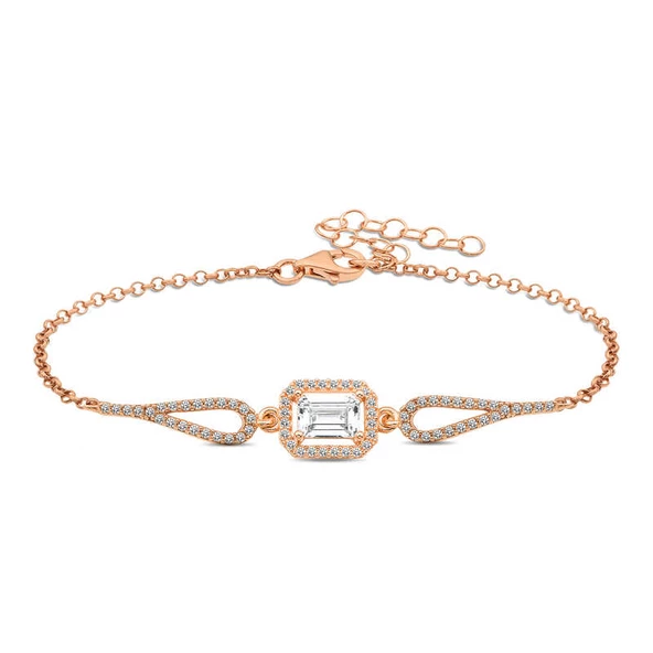 Gümüş Rose Dikdörtgen Baget Bileklik SL3709 ürün görseli 1
