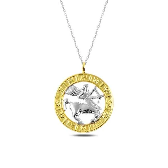 ​Gümüş Gold Yay Burcu Kolye SL3677 - Resim 3