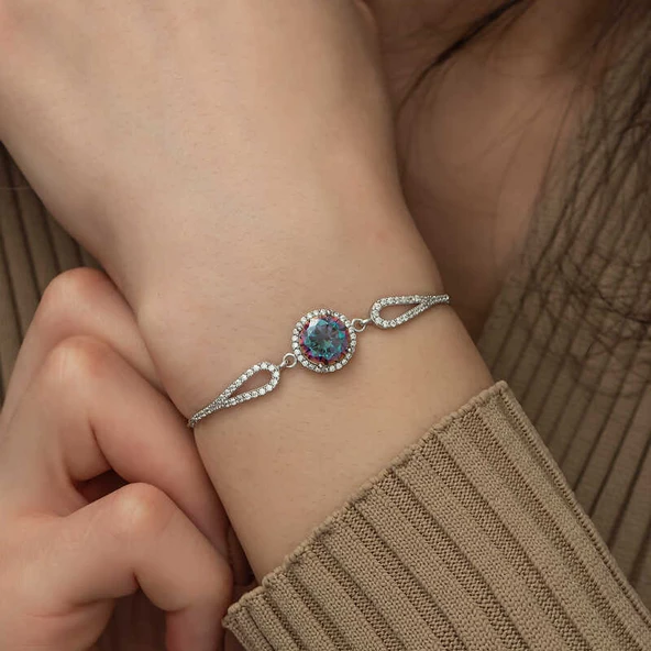 Gümüş Mistik Topaz Bileklik SL3830 - Resim 2