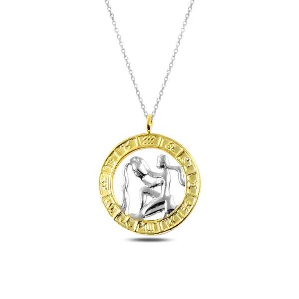 ​Gümüş Gold Kova Burcu Kolye SL3678 ürün görseli 1