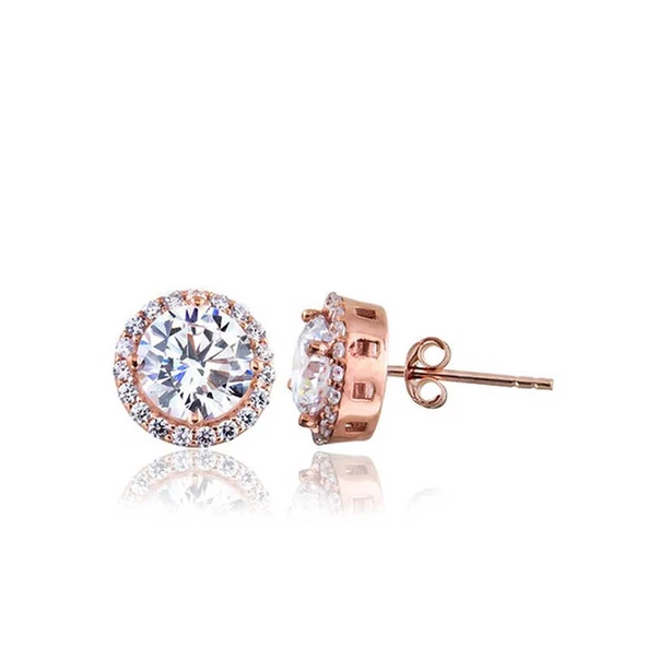 Gümüş Rose Oval Montür Pırlanta Modeli Küpe SL3656 ürün görseli 1