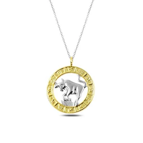 ​Gümüş Gold Boğa Burcu Kolye SL3670 - Resim 2