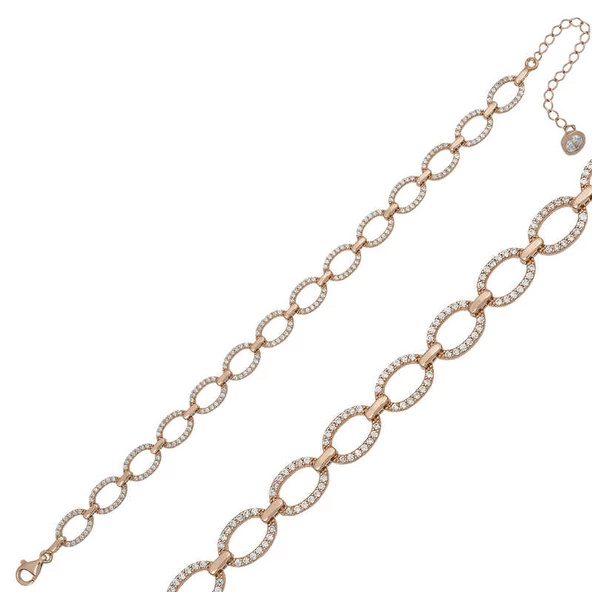 Gümüş Rose Oval Taşlı Bayan Bileklik SL4186 ürün görseli 1