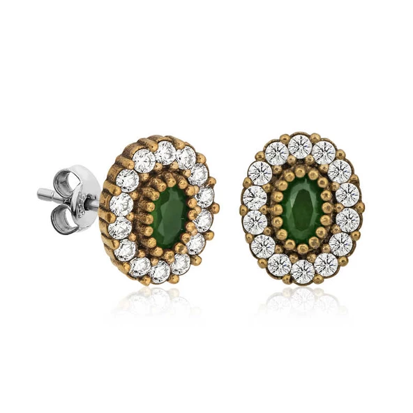 Gümüş Otantik Oval Çivili Bayan Küpe  SL4274 ürün görseli 1