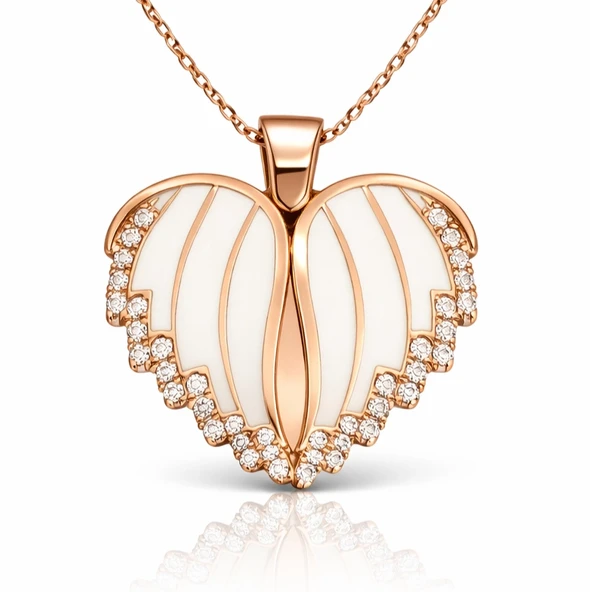 Gümüş Rose Kalpli İsimli Bayan Kolye SL4351 - Resim 5