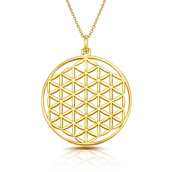 ​​Gümüş Gold Yaşam Çiçeği Kolye SL4492 - Resim 7
