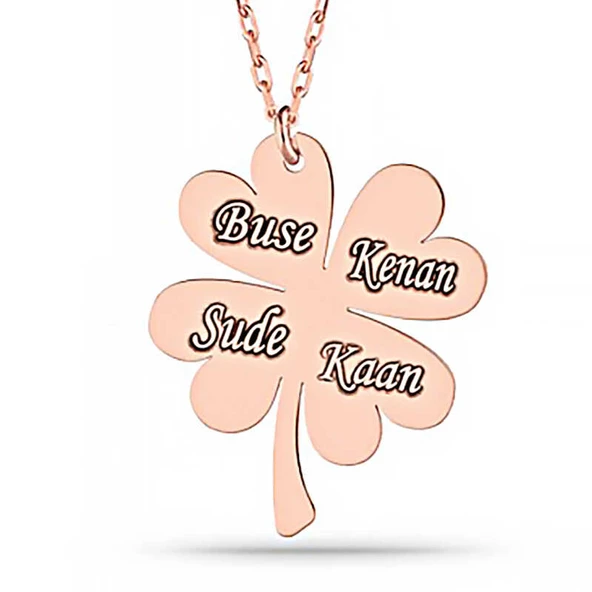 Gümüş Rose Dört Yaprak İsimli Yonca Bayan kolye SL4219 ürün görseli 1